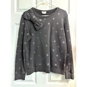 Kate Spade Steal The Spotlight Black Glitter Dot Bow Sweatshirt Small-MSRP $178